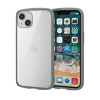 ELECOM iPhone 13用 TOUGH SLIM LITEケース フレームカラー 背面ガラス グレー PM-A21BTSLFCGGY
